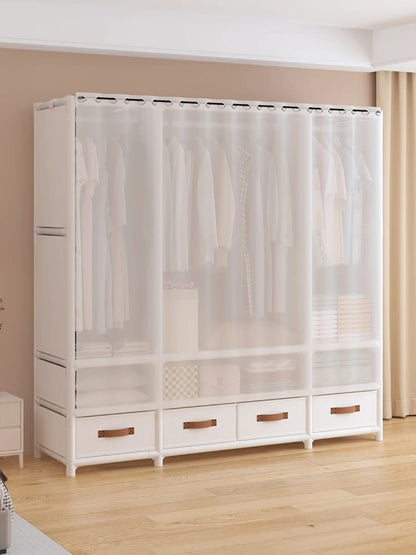Elegant Heavy-Duty Metallic Wardrobe with Canvas Cover