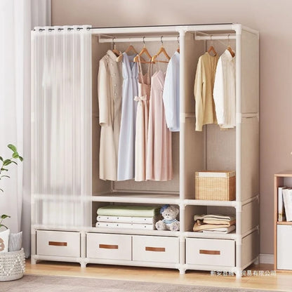 Elegant Heavy-Duty Metallic Wardrobe with Canvas Cover