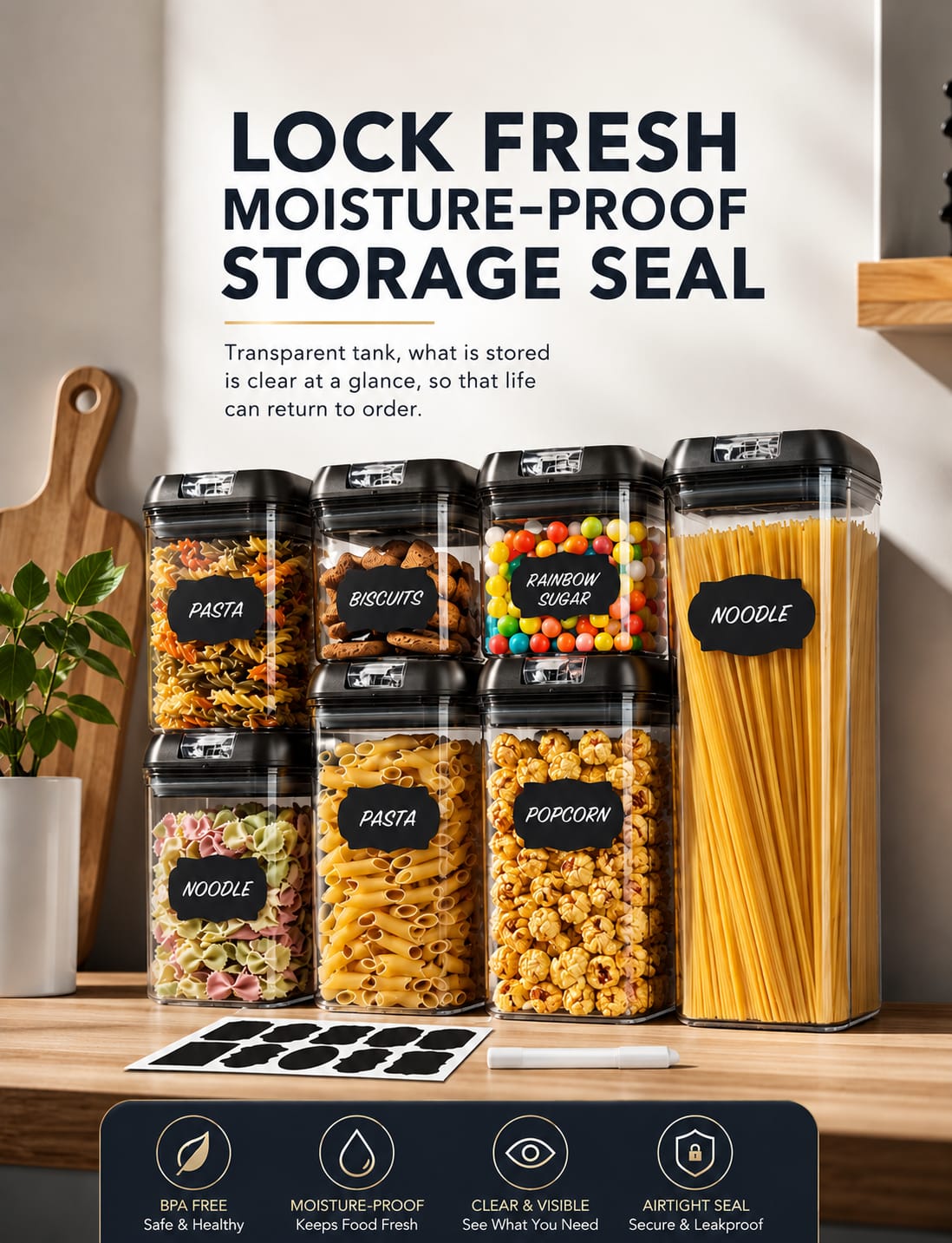 Acrylic 7pcs set food containers