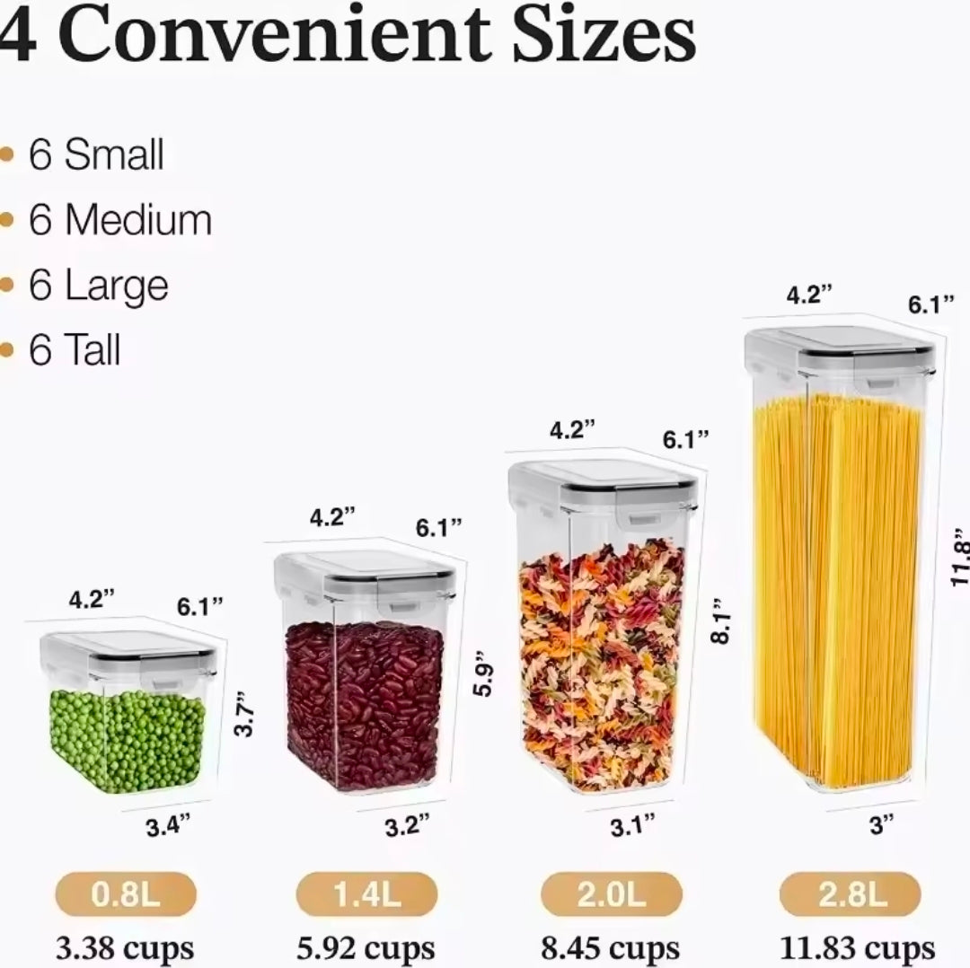 24pcs Bpa free airtight plastic containers