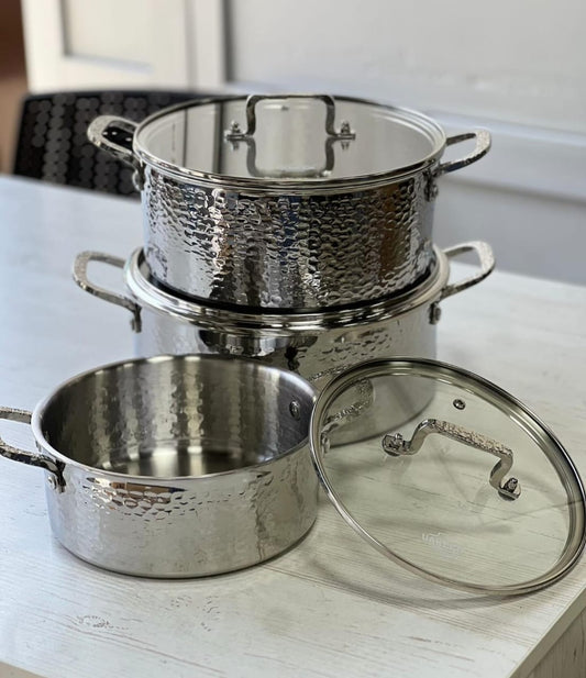 Stainless steel cookware.