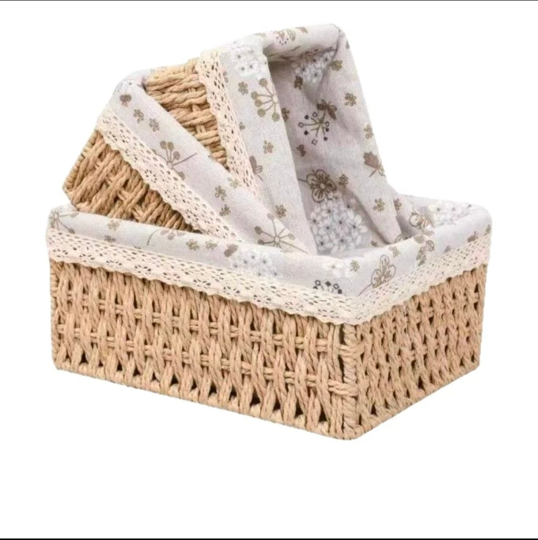 3 in 1 hand wooven Rattan storage baskets