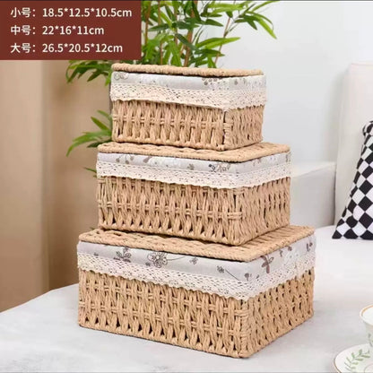 3 in 1 hand wooven Rattan storage baskets
