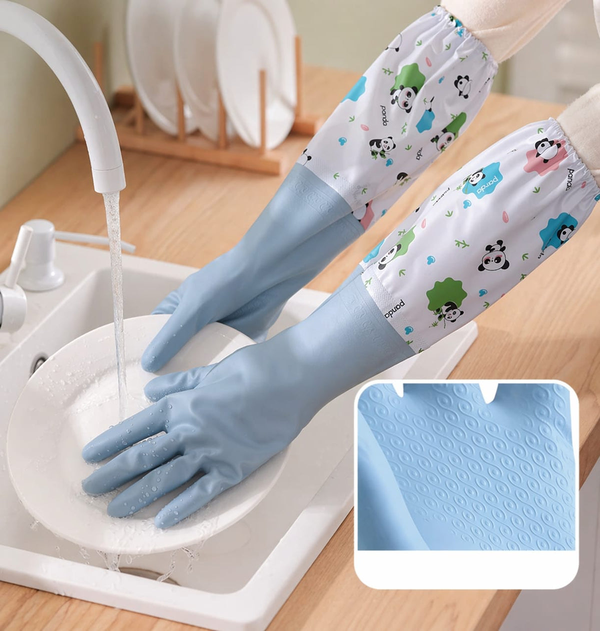 Long silicone waterproof kitchen/household gloves