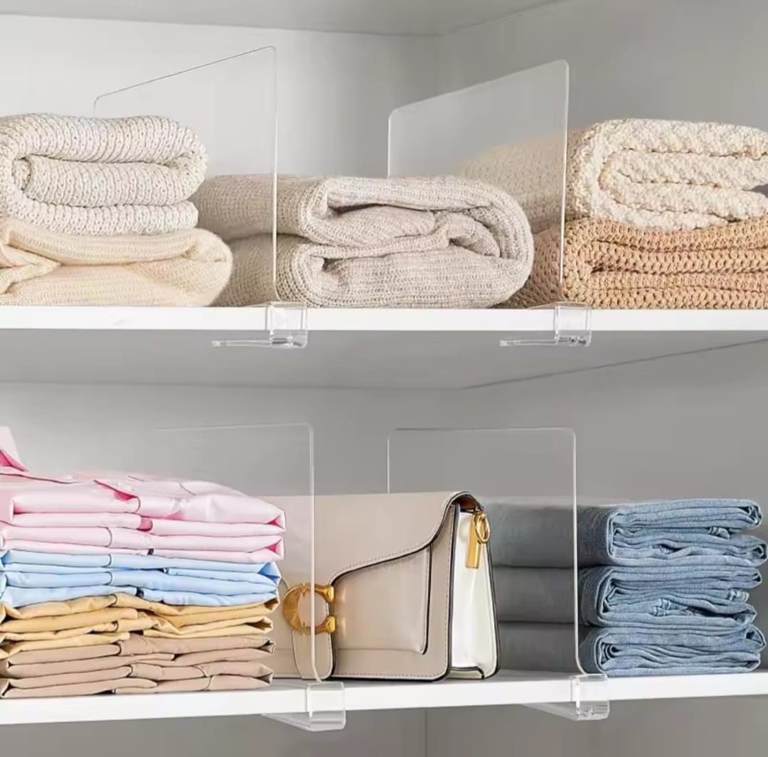 Acrylic closet jeans dividers.