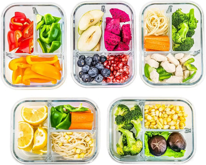 High borosilicate glass partitioned lunchbox.