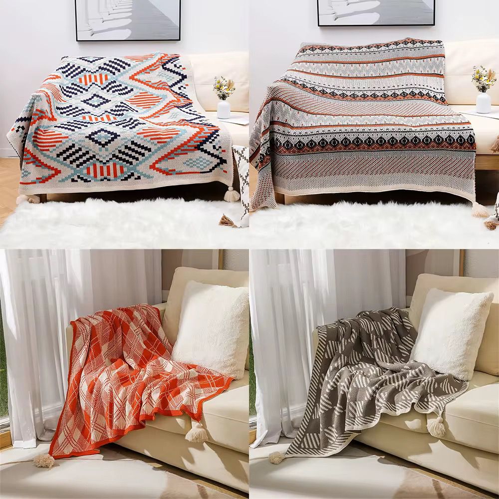Bohemian knitted throw blankets