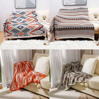 Bohemian knitted throw blankets