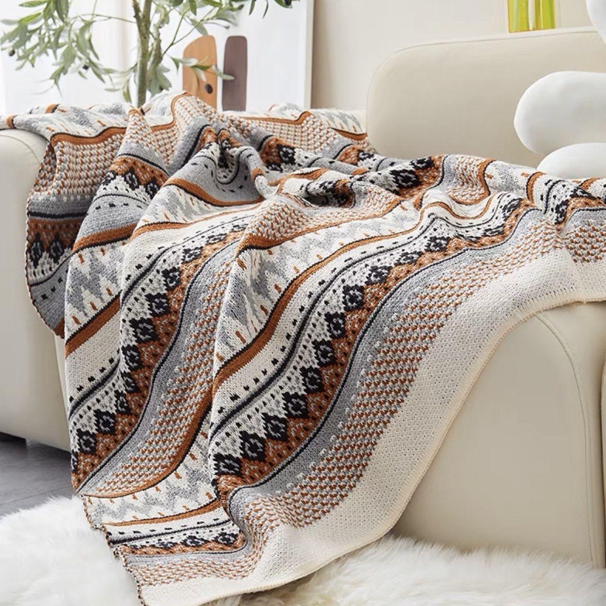 Bohemian knitted throw blankets