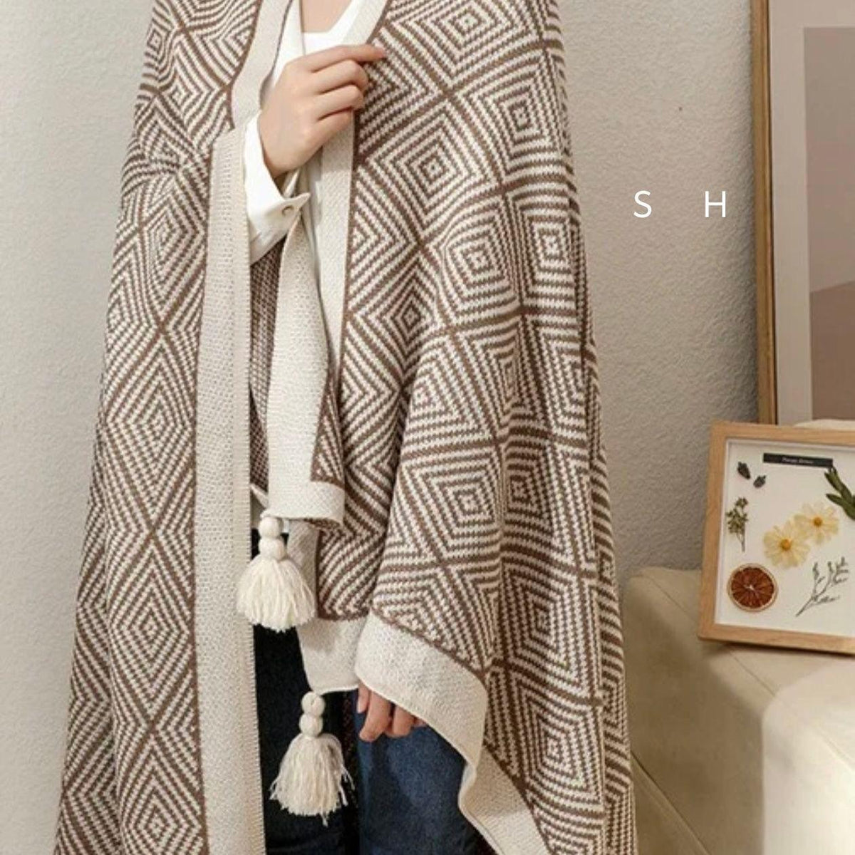 Bohemian knitted throw blankets .