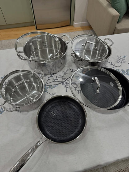 Stainless steel cookware.