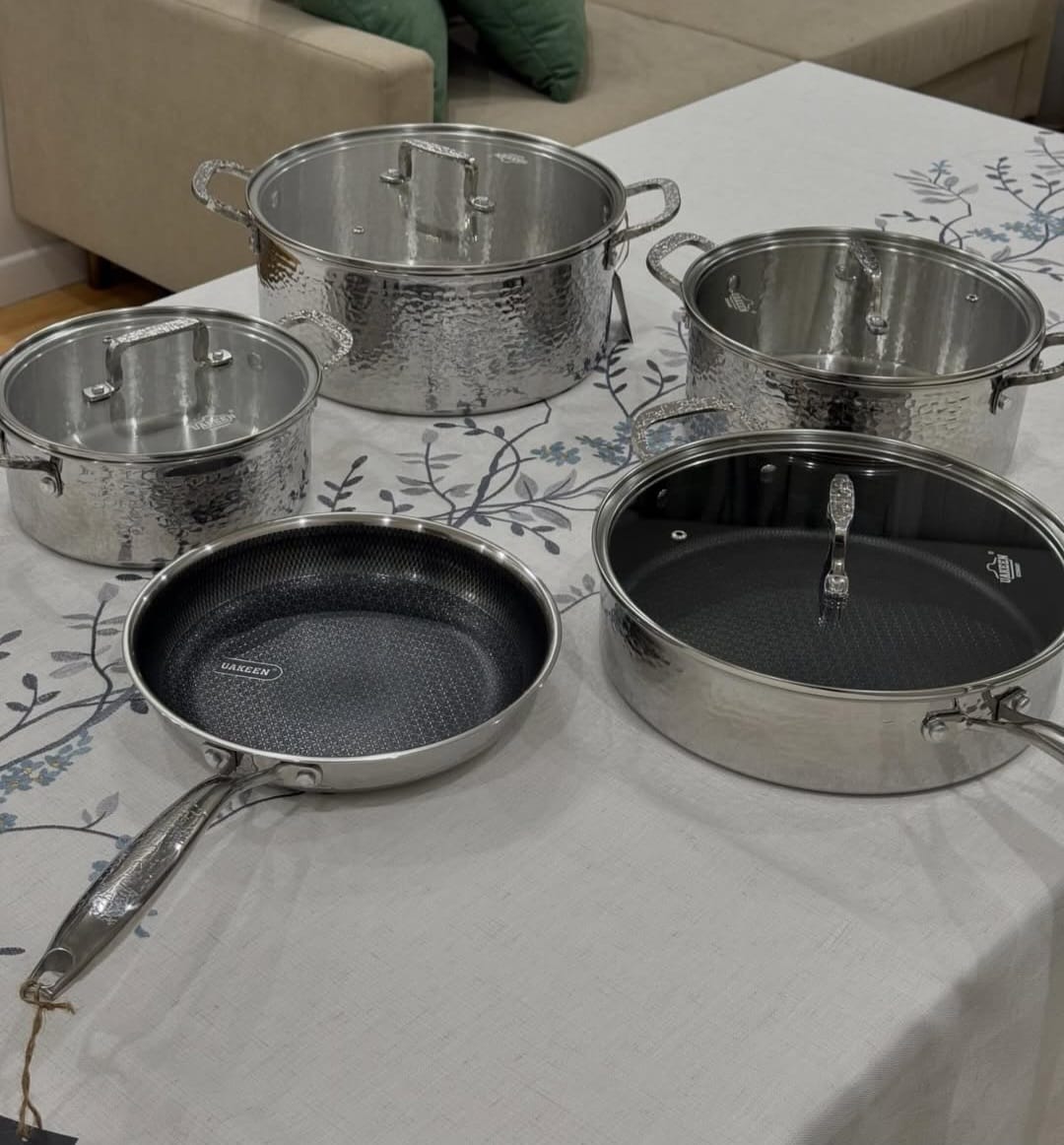 Stainless steel cookware.