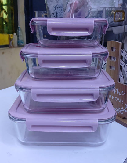 4 pcs glass food container set