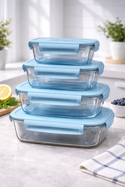 4 pcs glass food container set