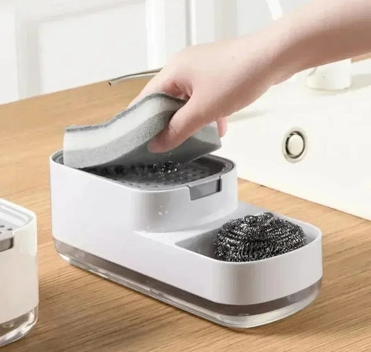 2 in 1 soap pump and sponge holder