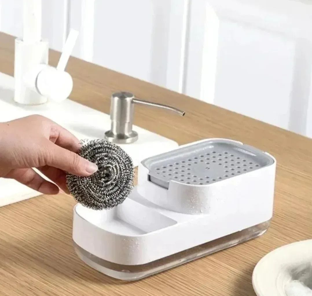 2 in 1 soap pump and sponge holder