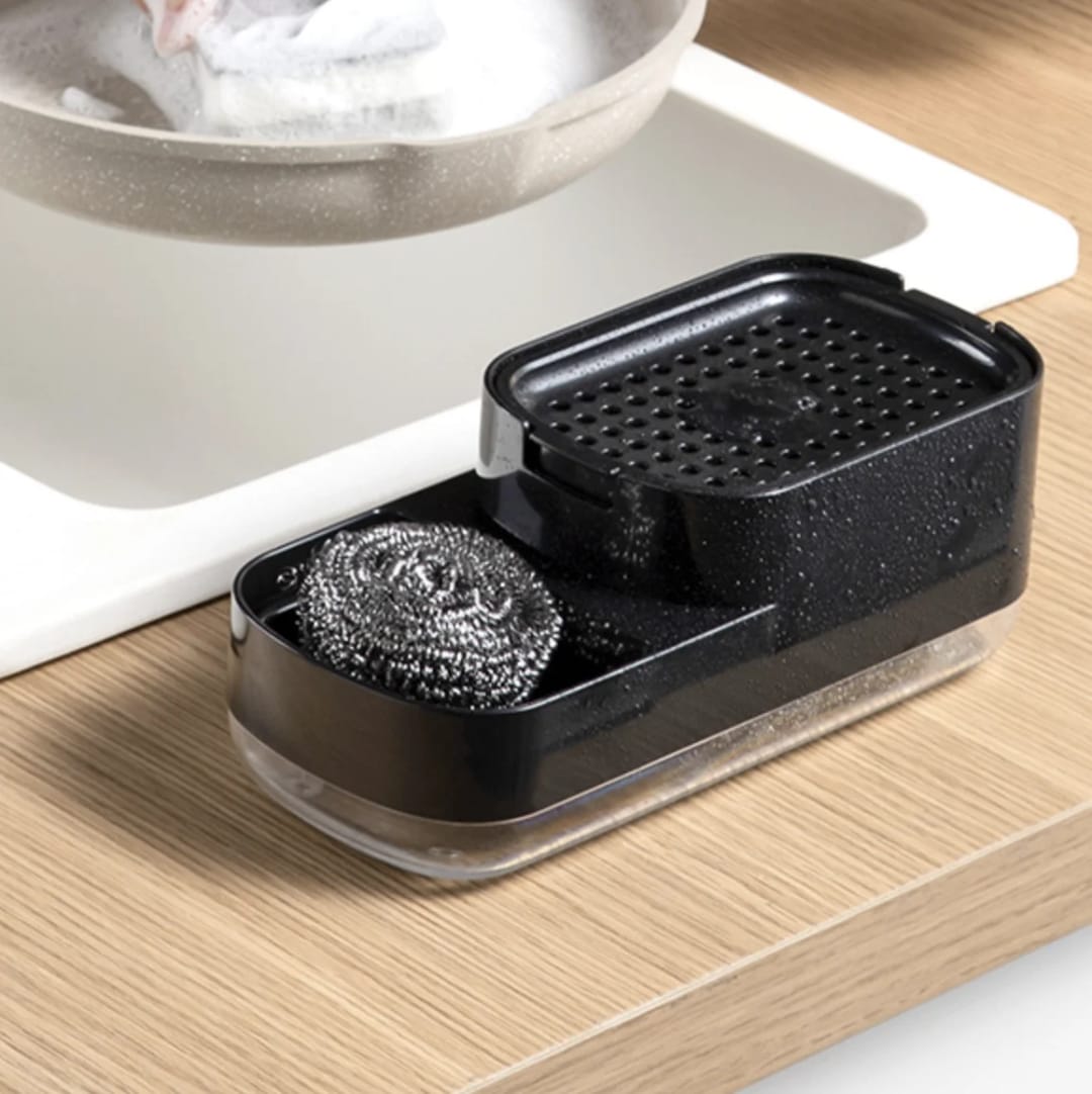2 in 1 soap pump and sponge holder