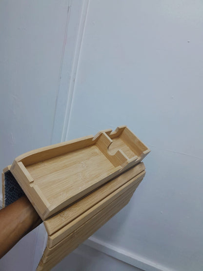 Bamboo sofa arm rest organizer