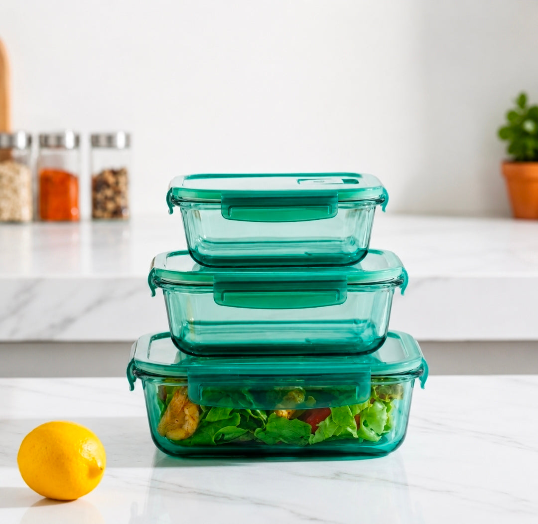 3 pcs glass food container set
