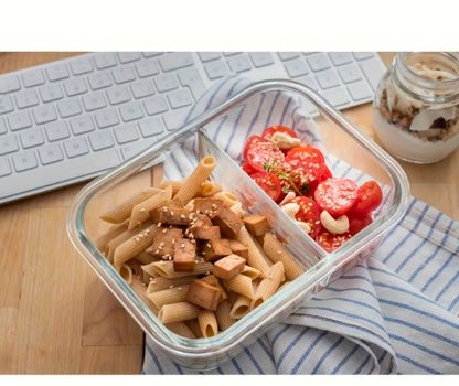 High borosilicate glass partitioned lunchbox.