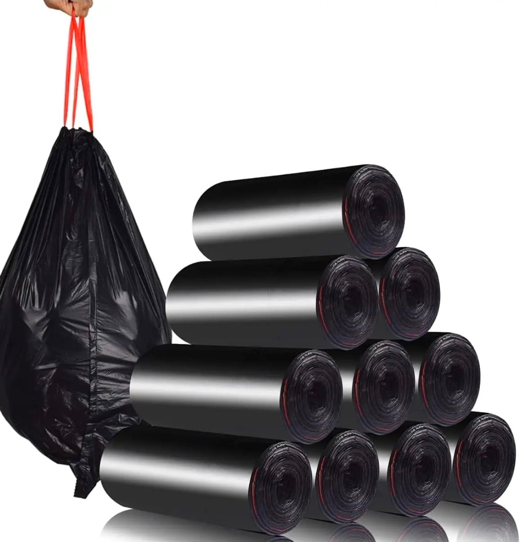 100pcs Extra Strong Trash Bags with a drawstring