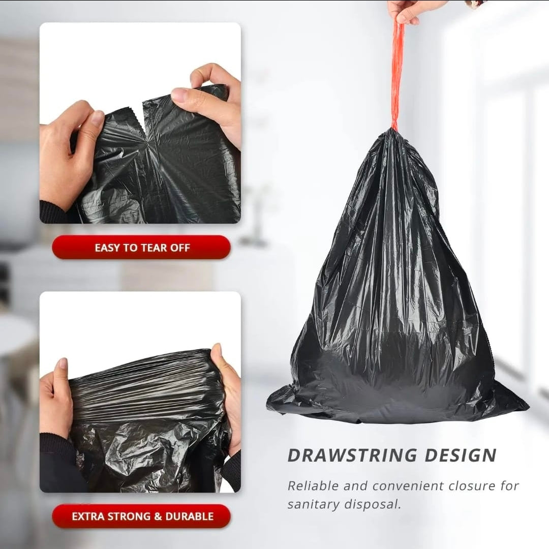 100pcs Extra Strong Trash Bags with a drawstring