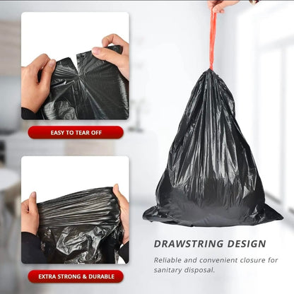 100pcs Extra Strong Trash Bags with a drawstring