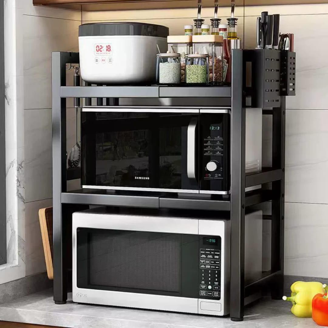 Double layer Heavy-duty Adjustable Microwave Stand