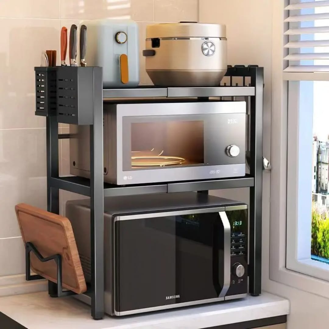 Double layer Heavy-duty Adjustable Microwave Stand