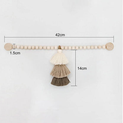 Magnetic &nbsp;curtain tie backs with wooden beads and tassel.