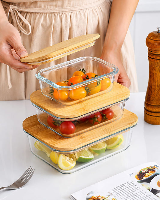 3in1 snack storage box set wooden top lid