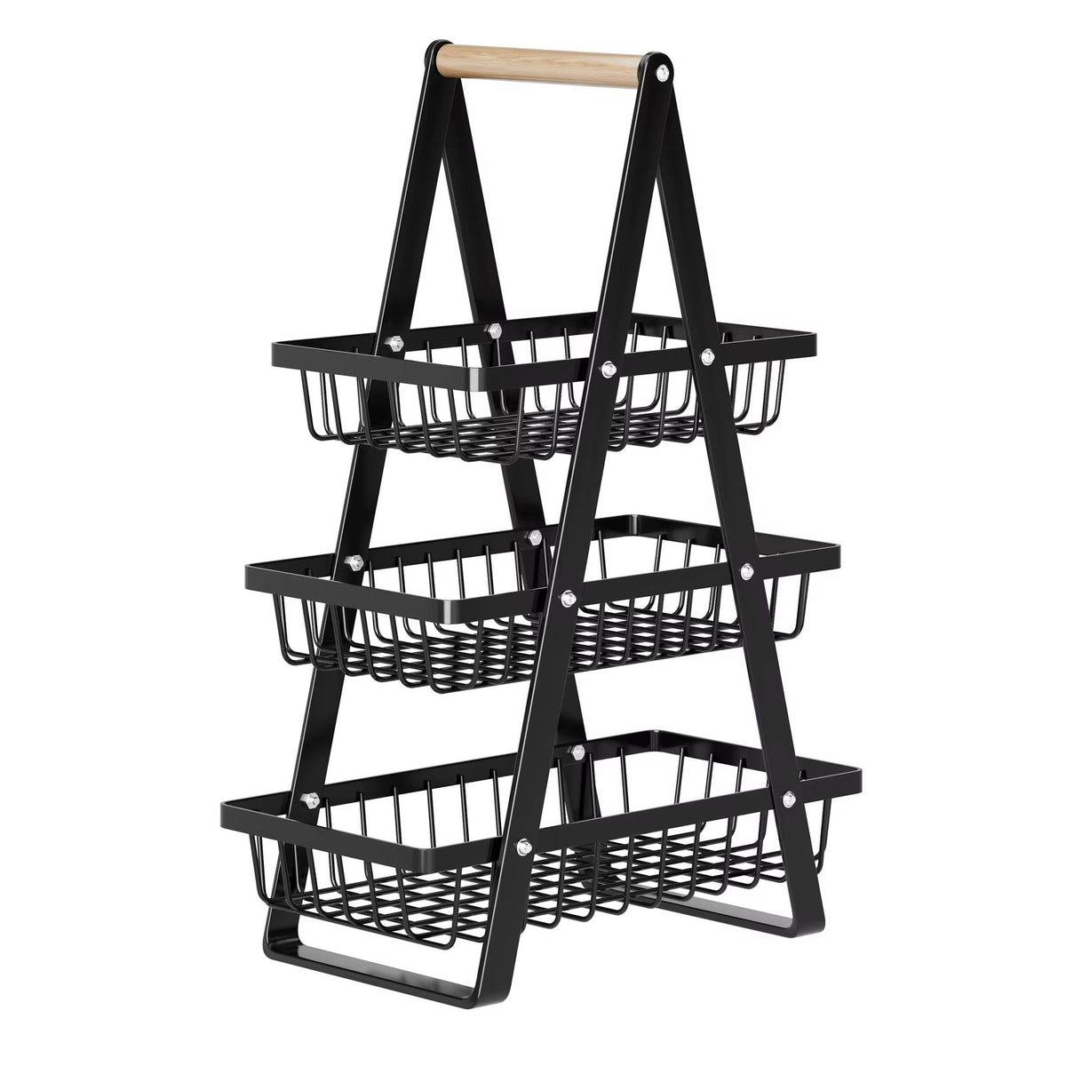 Triangular 3 layer metallic mesh fruit basket