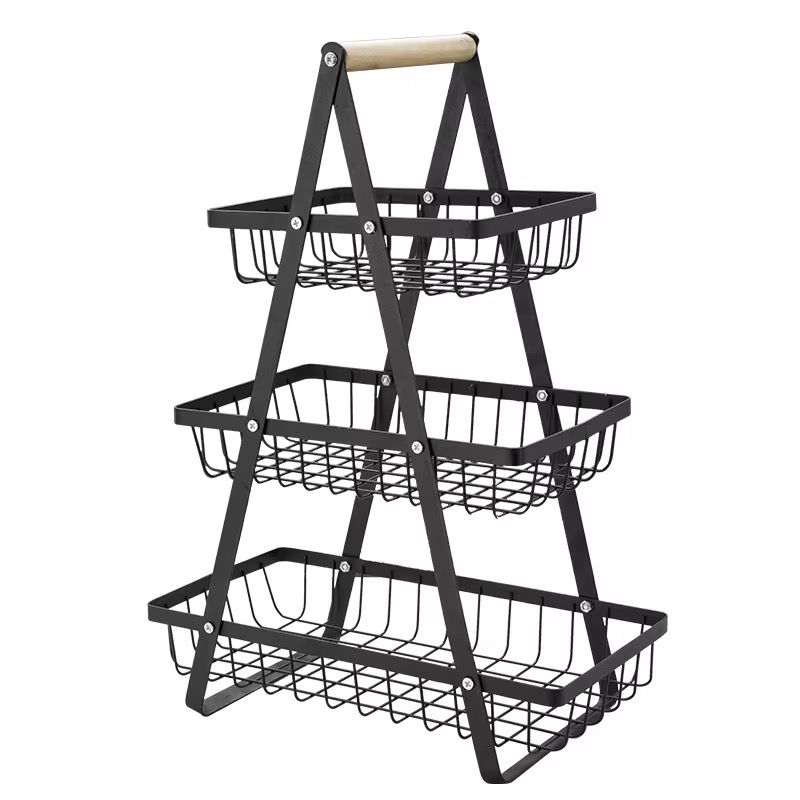 Triangular 3 layer metallic mesh fruit basket