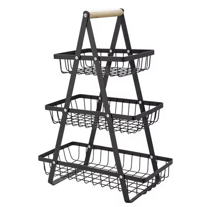 Triangular 3 layer metallic mesh fruit basket