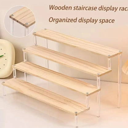 4-Tier Wooden & Acrylic Perfume Display Stand