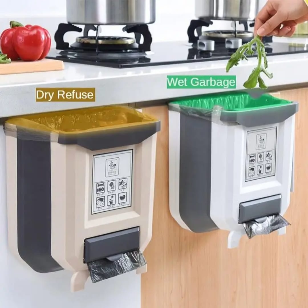 Multi functional plastic & foldable trash cans.