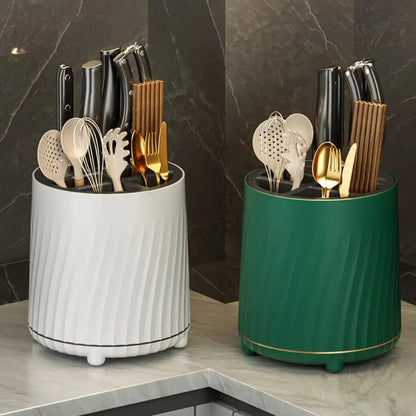 Modern rotating high quality cutlery organizer.