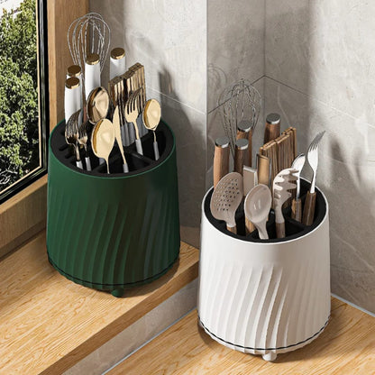 Modern rotating high quality cutlery organizer.