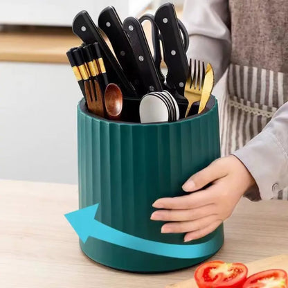 Modern rotating high quality cutlery organizer.