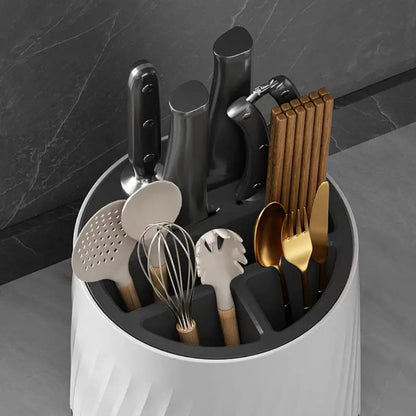 Modern rotating high quality cutlery organizer.