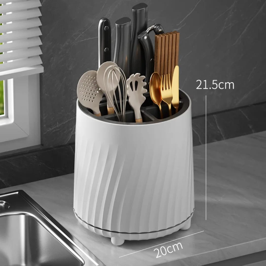 Modern rotating high quality cutlery organizer.
