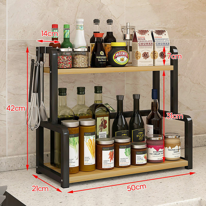 Stainless Steel Kitchen Storage Rack, Countertop Seasoning Multi-layer Storage Rack, Shelf Saving Space