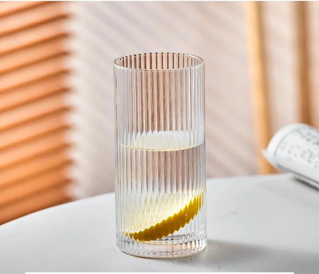 High borosilicate ribbed juice glasses