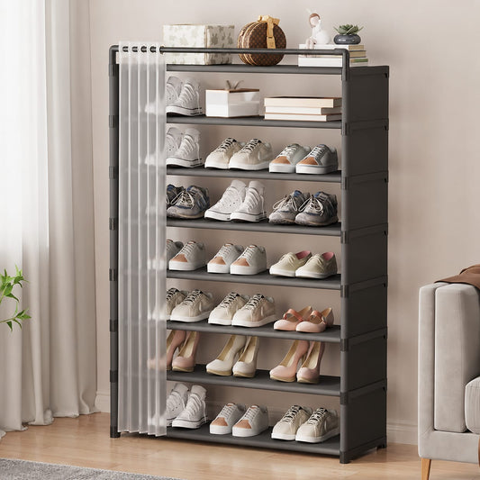 8- layer shoe rack organizer with fabric dustproof cover