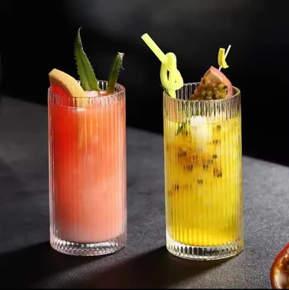 High borosilicate ribbed juice glasses