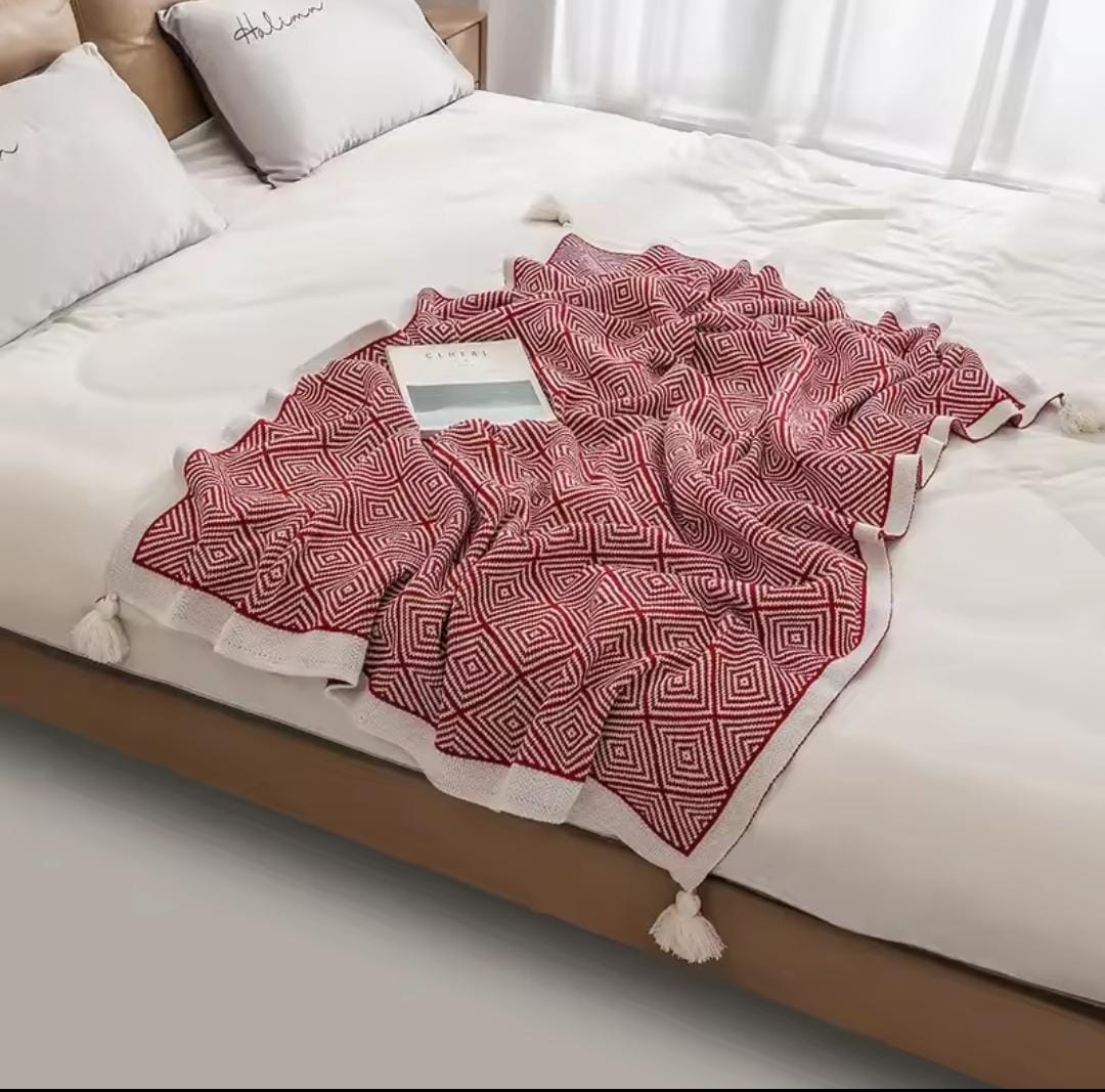 Bohemian knitted throw blankets .