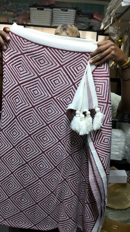 Bohemian knitted throw blankets .