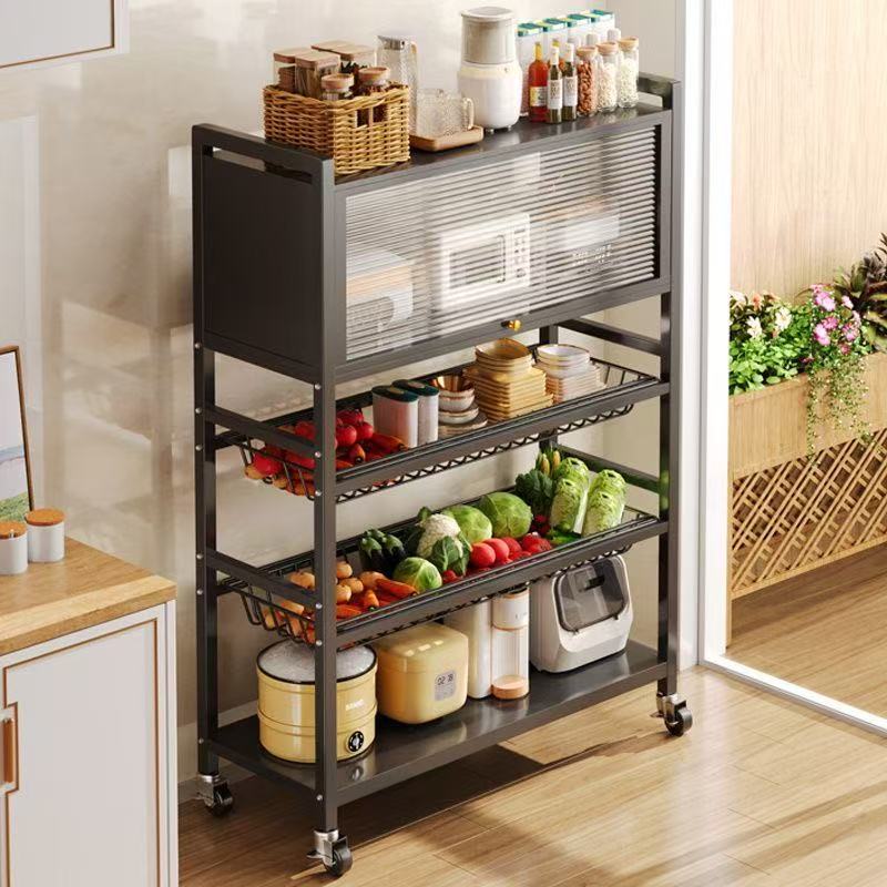 Multi-Functional Kitchen Storage Rack with Rolling Wheels
