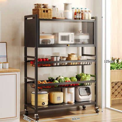Multi-Functional Kitchen Storage Rack with Rolling Wheels