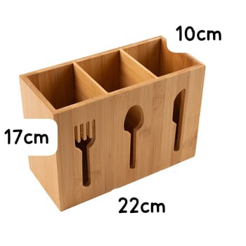 3 slot bamboo cutlery organizer box 
